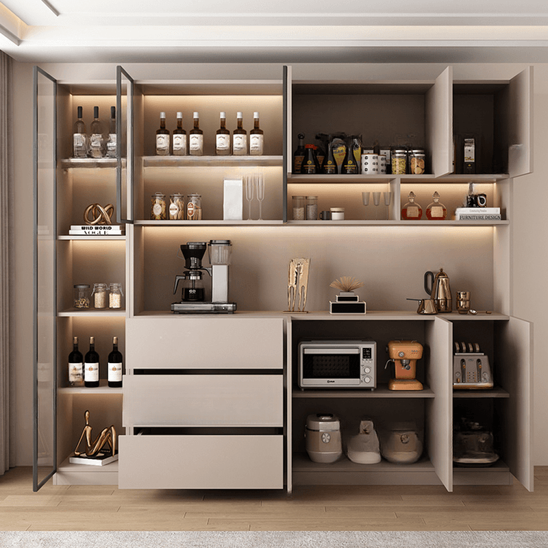 Wide/Standard/Narrow Modern Timber 3 Drawers 2 Shelves/3 Shelves/1 Shelf Glass Doors Pantry Hutch Sideboard - image 15
