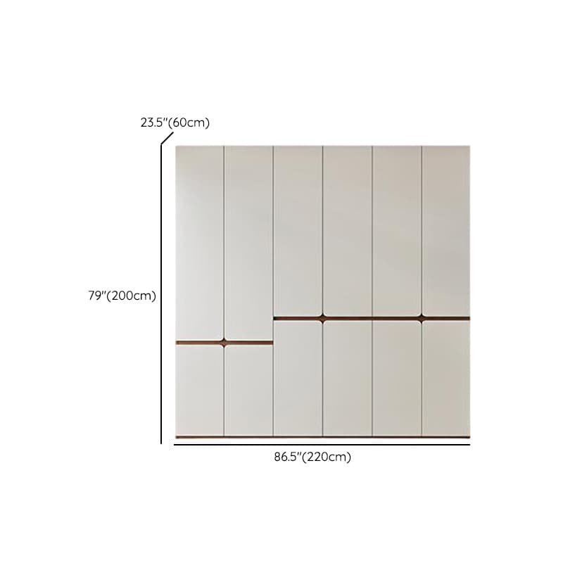 White Minimalist Manufactured Wood Wardrobe Closet with Soft Close Drawer, Soft Close Door, Interior Shelves, and Clothing Rod - image 9