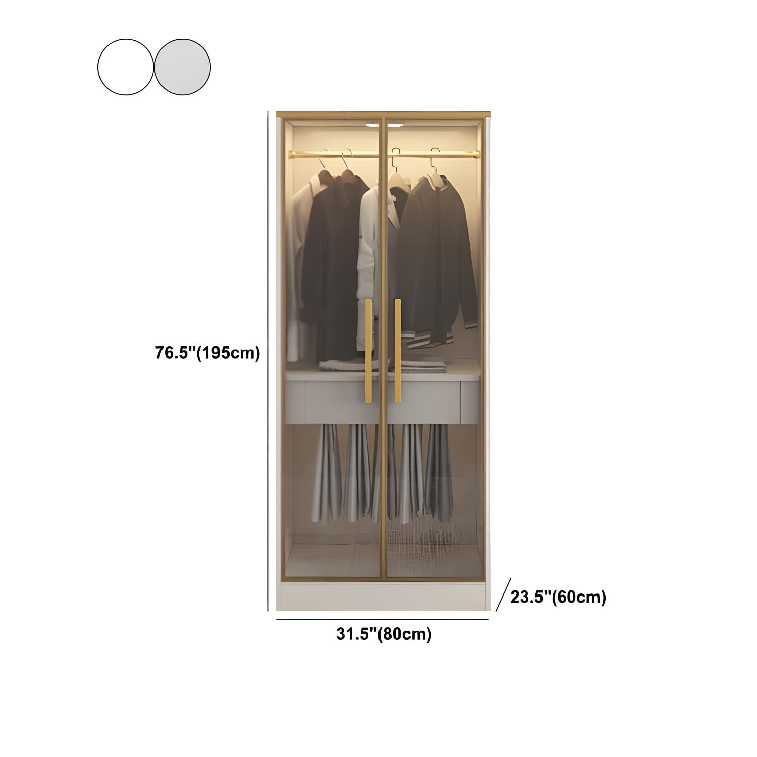 Contemporary Style Wardrobe Wooden Wardrobe Closet with Drawer - image 22