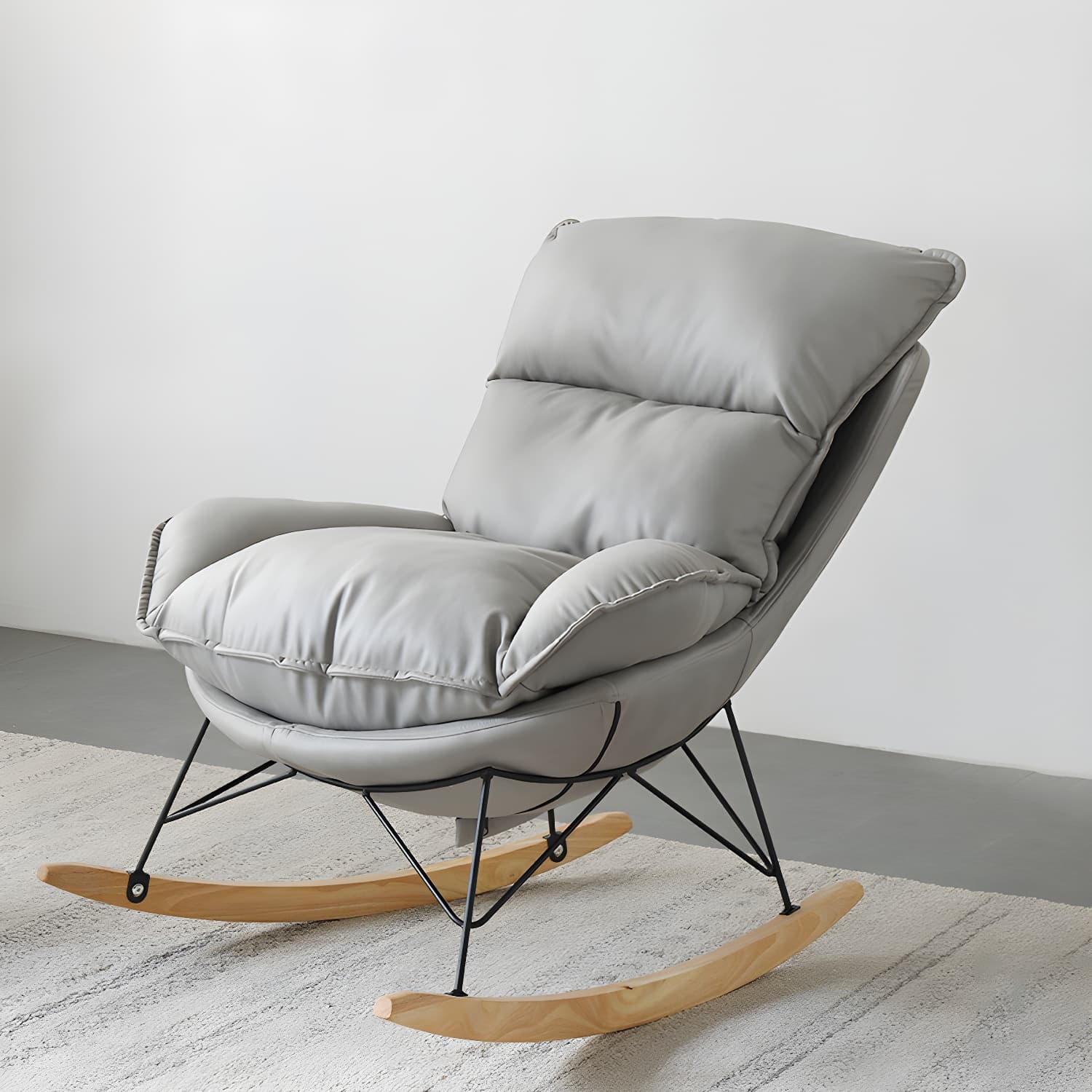 Contemporary Nursery Rocking Chair Indoor Sofa Rocking Chair with Ottoman and Cushion - image 6