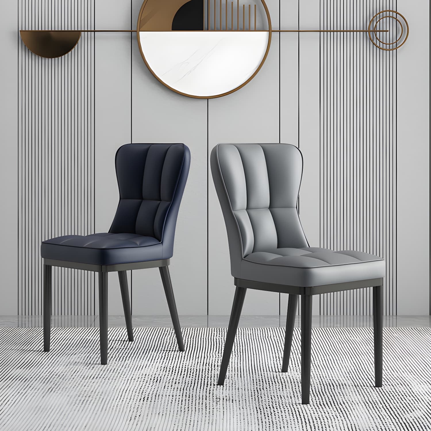 Wingback Faux Leather Side Chair with Standard Back Heights and Metal Legs in Kitchen & Dining - image 9
