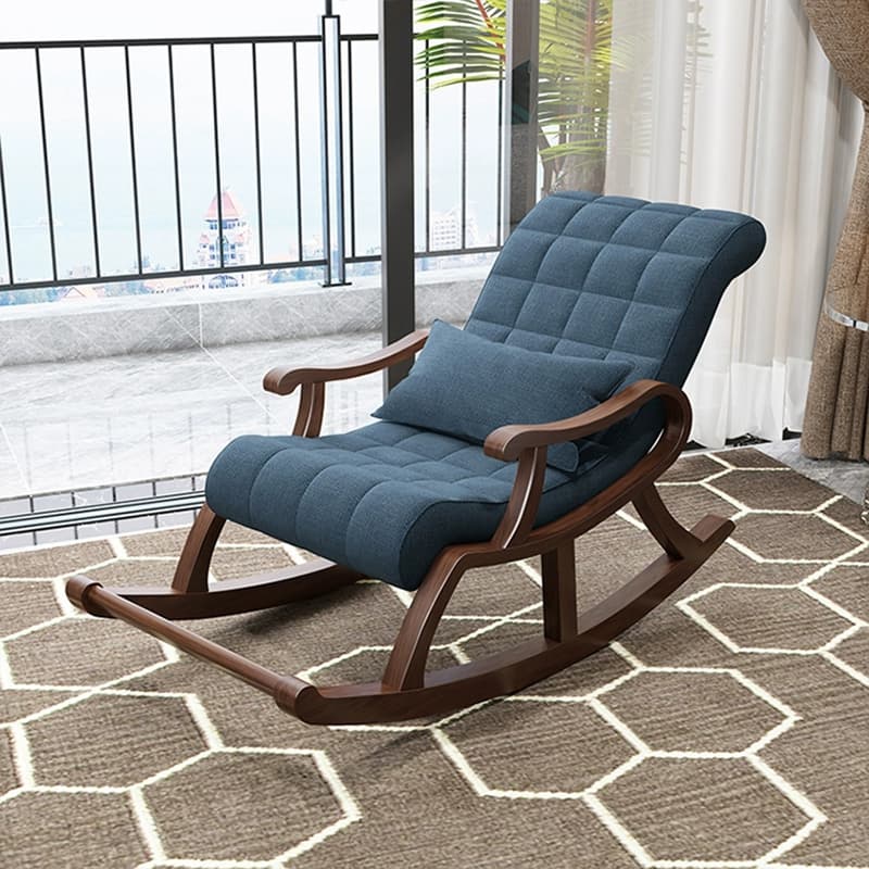 Stylish Modern Upholstered Rocking Chair with Brown Wood Legs and Track Arms - image 12