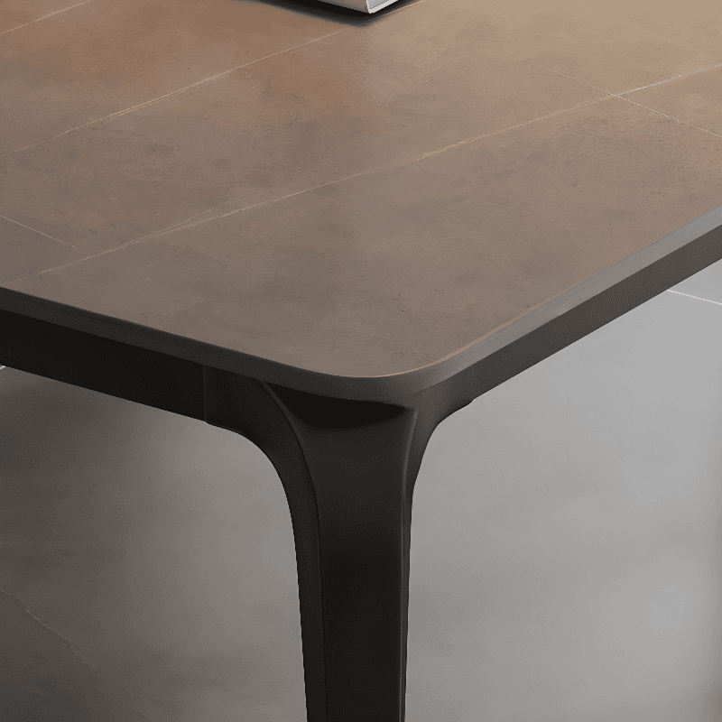 Minimalist Rectangular Dining Table with Slate Stone Top, Fixed Table, Storm Gray/White/Brown Colors - image 16