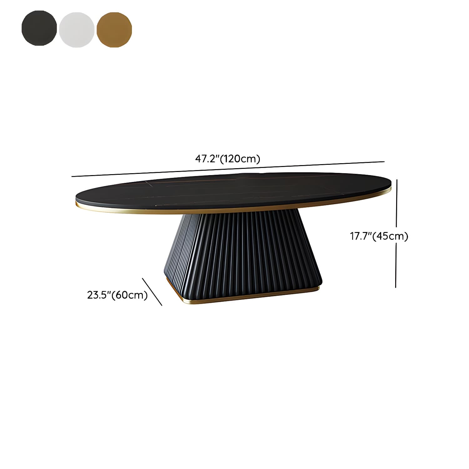 Glam Single Coffee Table Oval Pedestal Coffee Cocktail Table - image 23