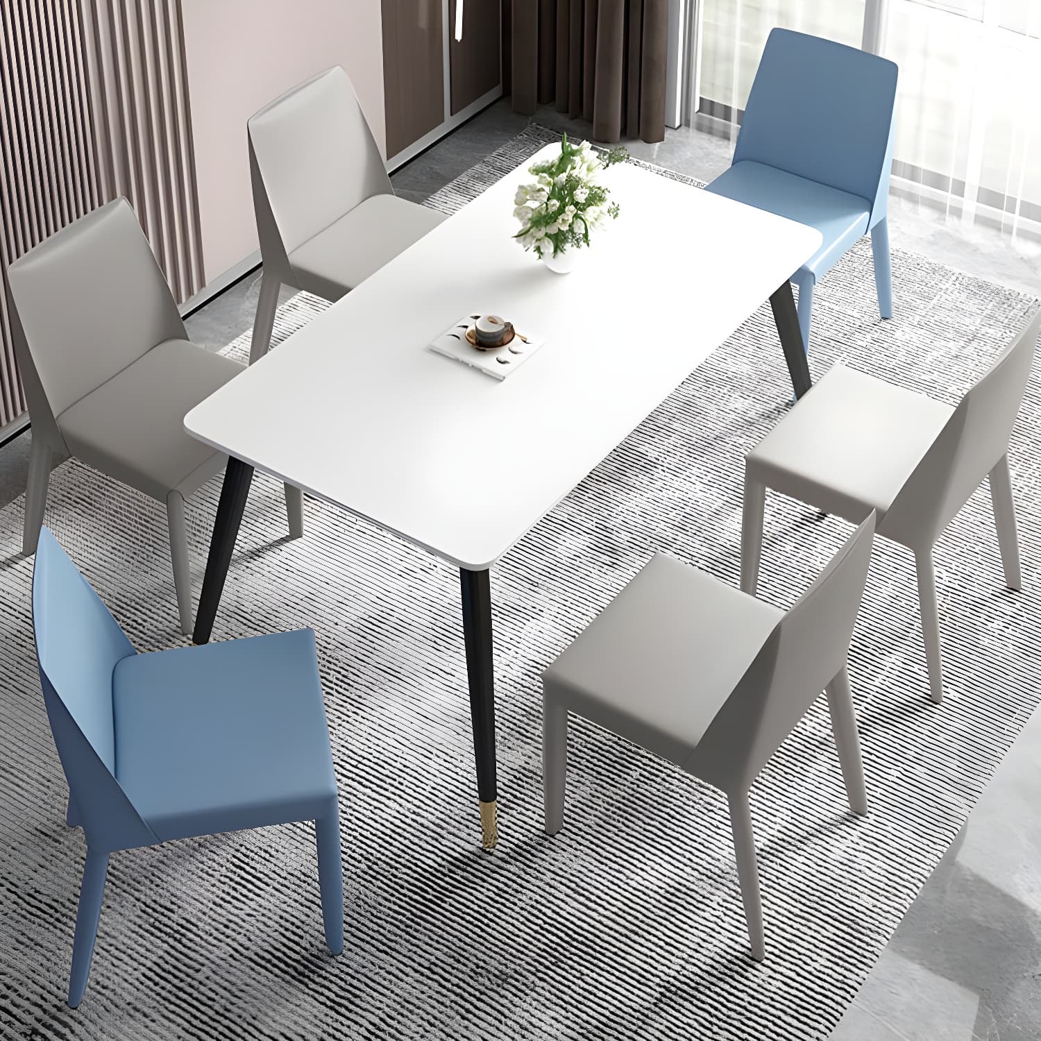 Modern Leather Dining Chair Parsons Furniture with Steel Legs in Matte Finish for Home - image 22