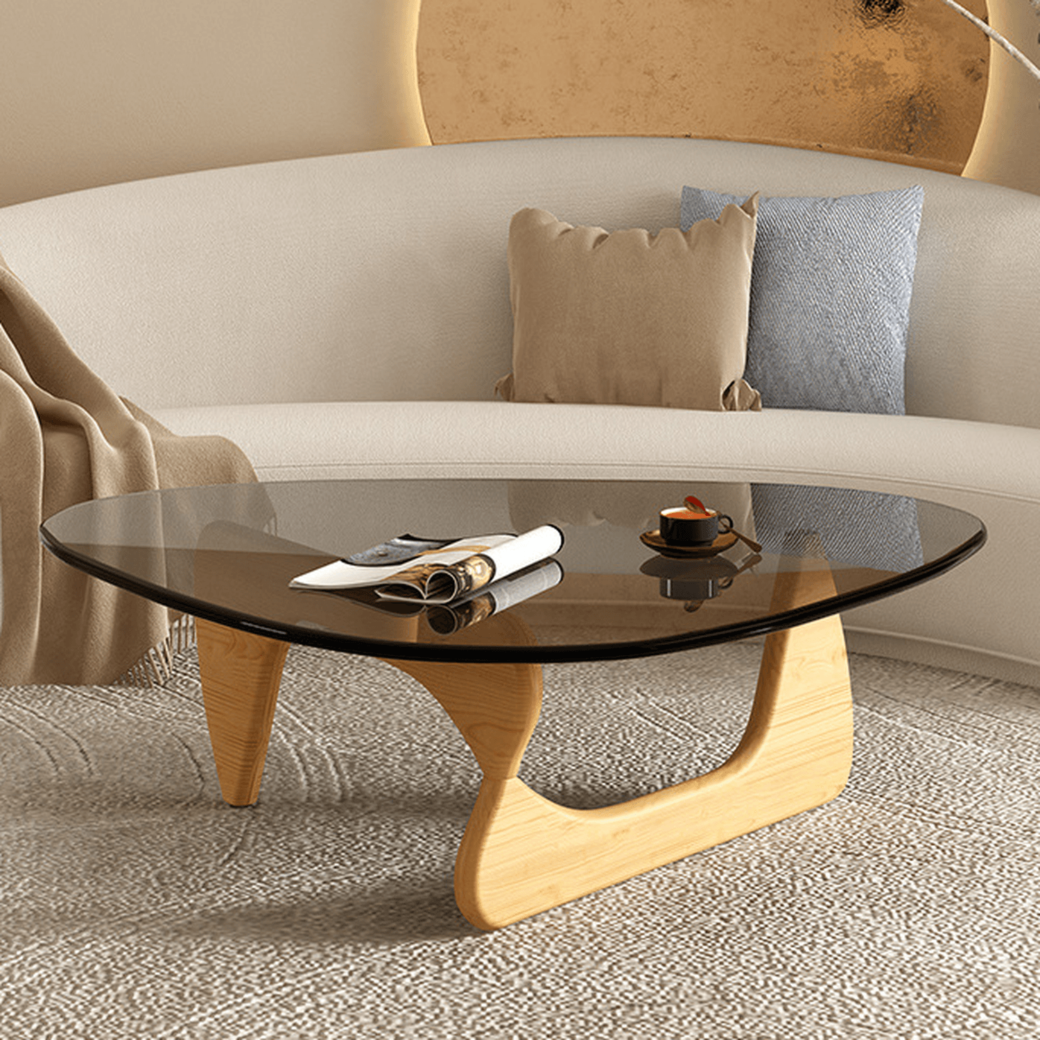 Simplistic Pennels Tempered Glass Single Side Table with Abstract Base Indoor Use - image 14