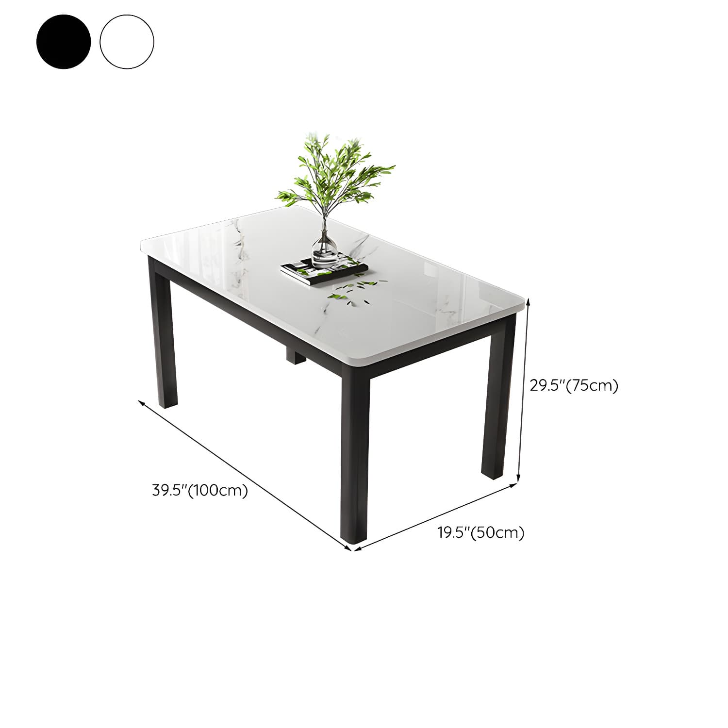 Modern Rectangular Glass Top Dining Table with White and Black 4 Foot - image 14