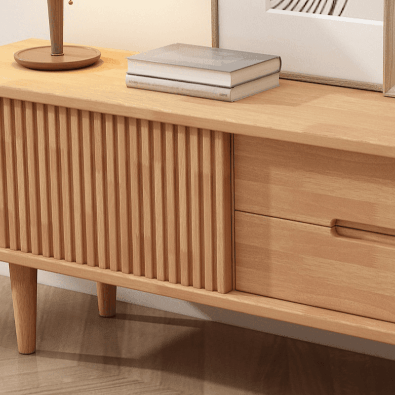 Simplistic Oak Wood TV Stand with 2 Drawers and 2 Cabinets - image 13