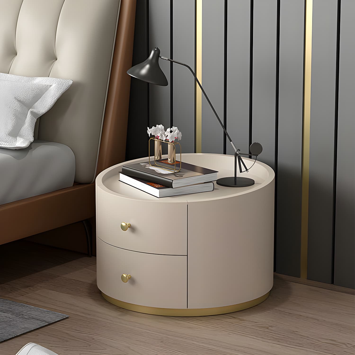 Glam Solid Wood Nightstand Drawer Storage 2 Drawer Night Table 16.9" Tall - image 7