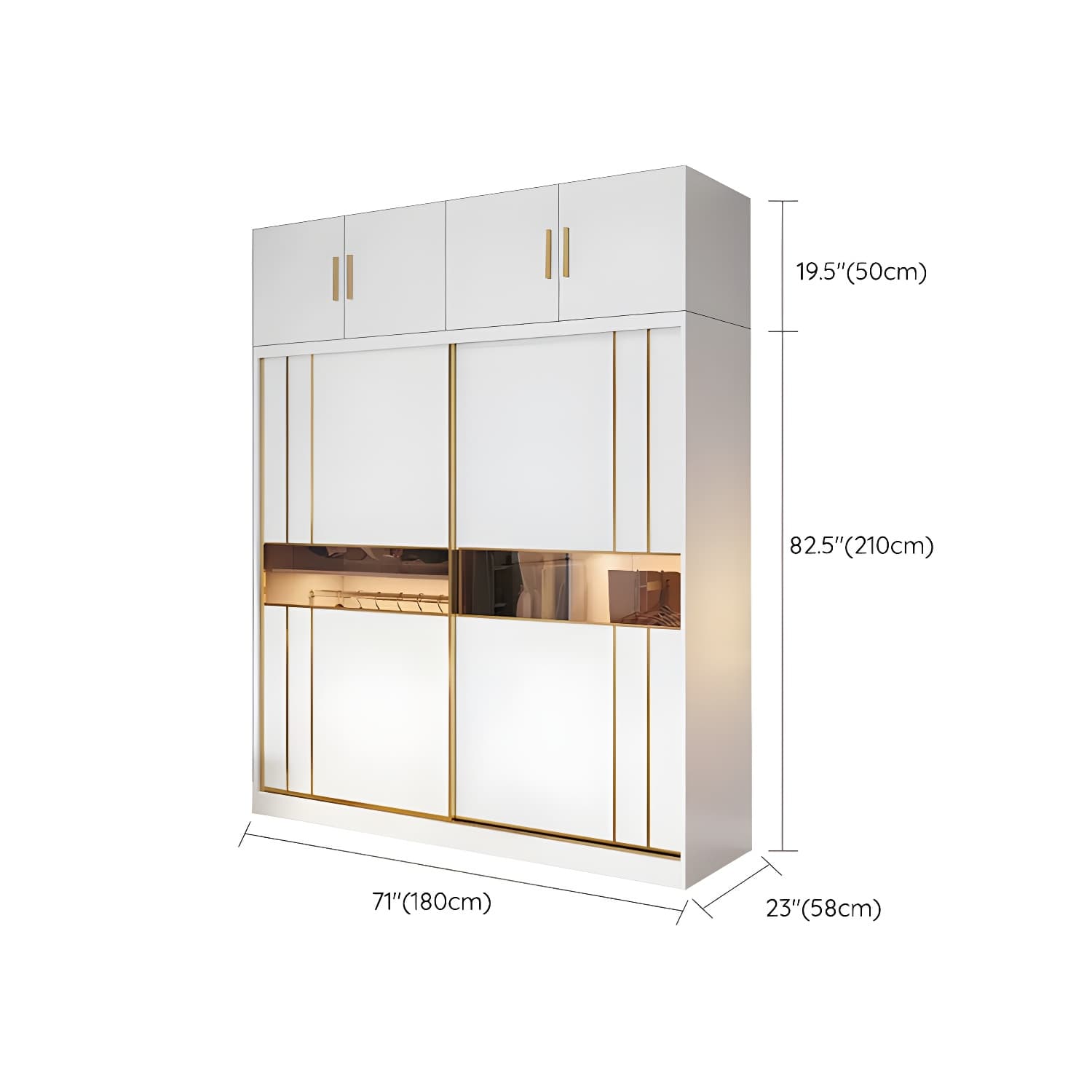 Modern White Wardrobe Armoire with Mirror, Drawers & Clothing Rod - image 26
