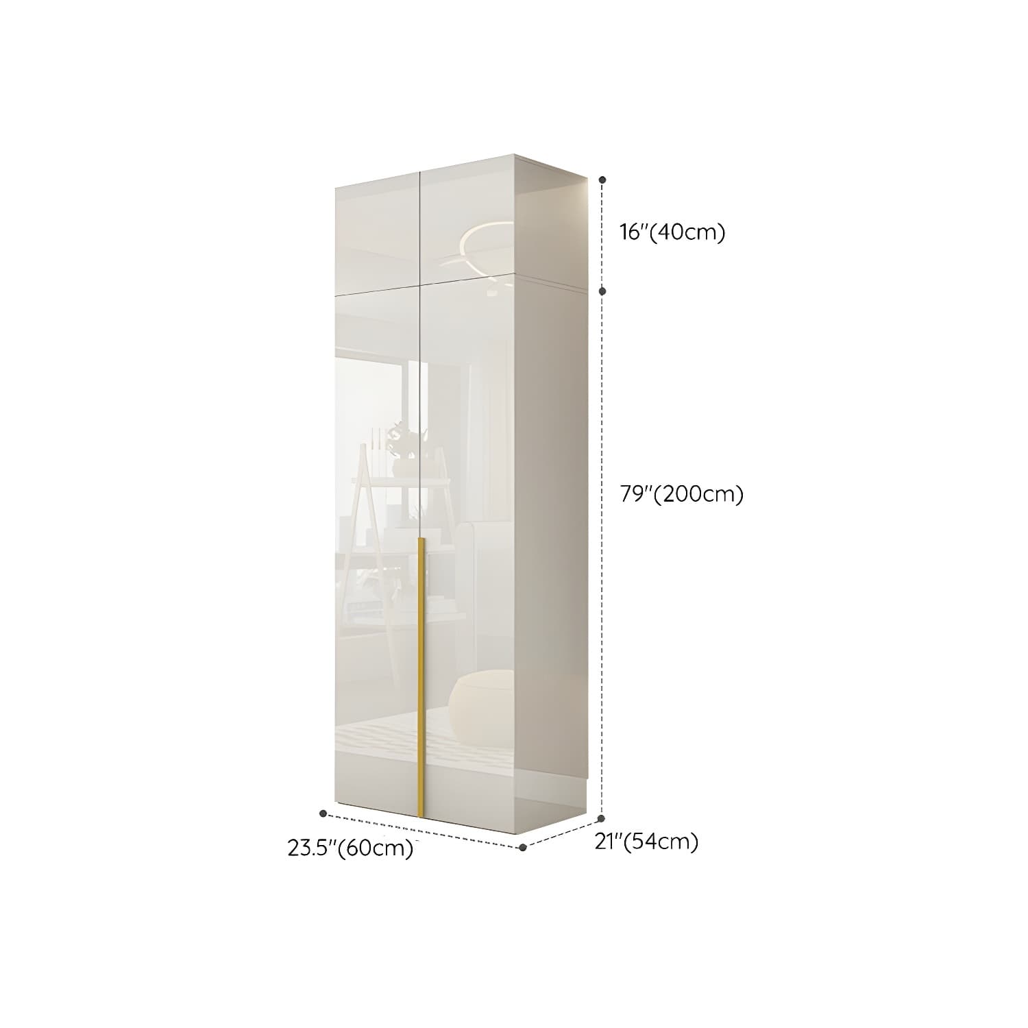 White Modern Style Wardrobe Cabinet Engineered Wood with Garment Rod - image 22