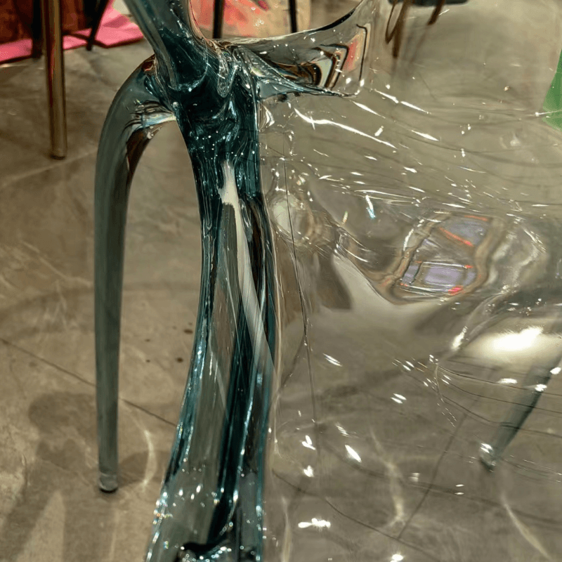 Casual Arm Chair with Uncovered Back, Armrest, and Sepia/Lime Green/Transparent Polymer Legs - image 14