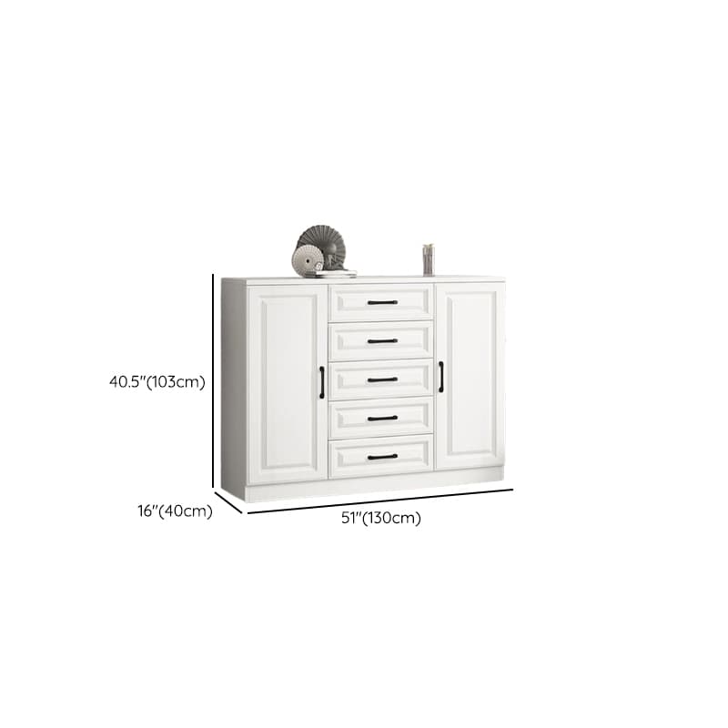 Modern Standalone Timber Utility Cabinet with Storage Drawer and Pull Bars in White - image 15