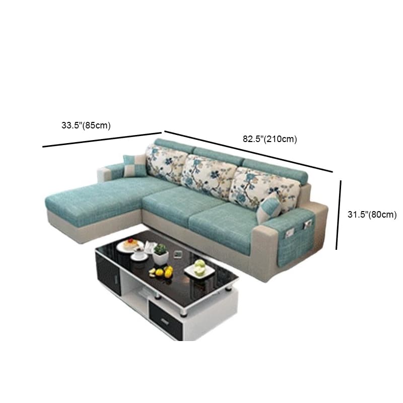 L-Shape Corner Sectional in Lavender/Olive Green/Beige with Left Hand Facing/Right Orientation - image 18