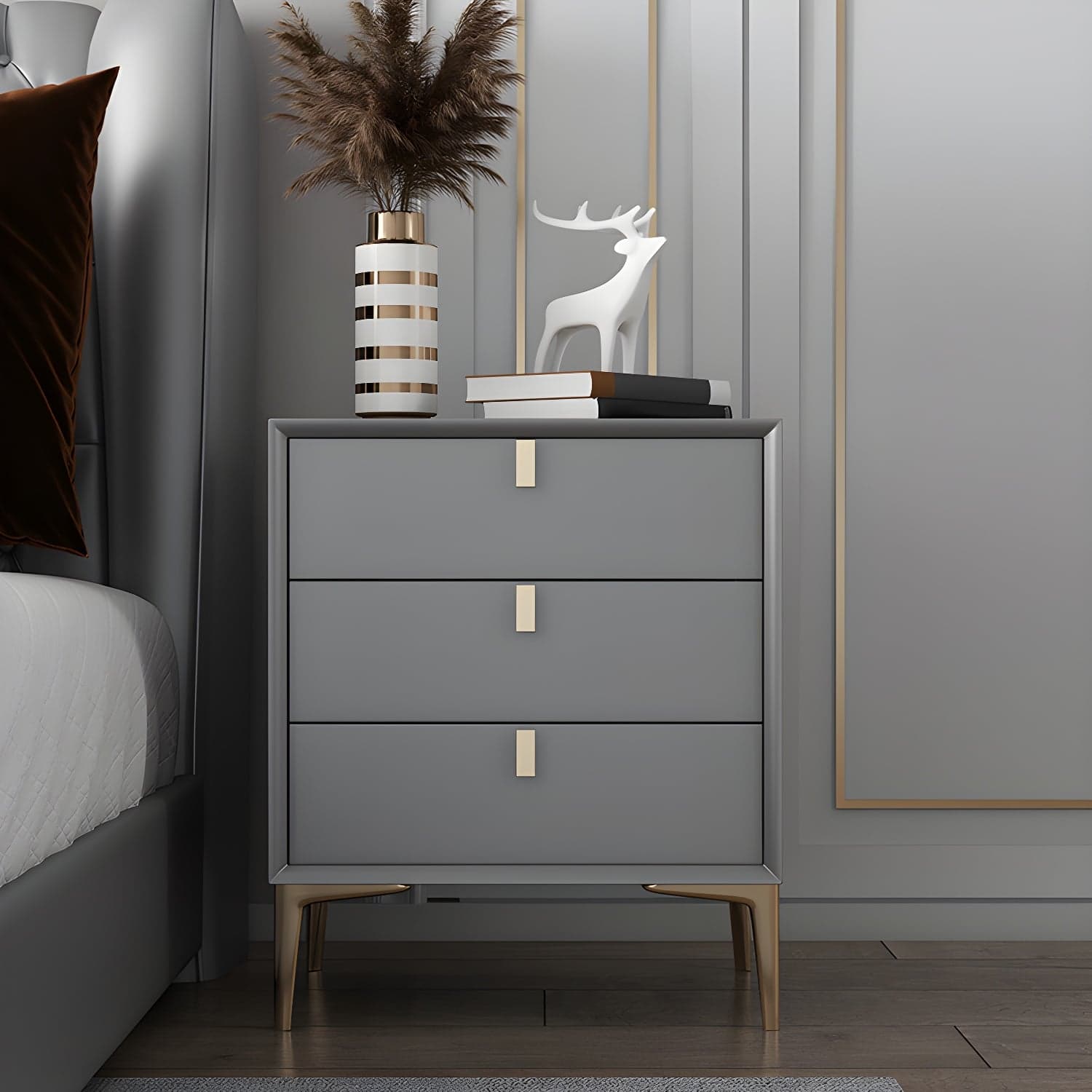 Modern Wood Bachelor's Chest with 3 Drawers and Faux Leather Countertop - image 6