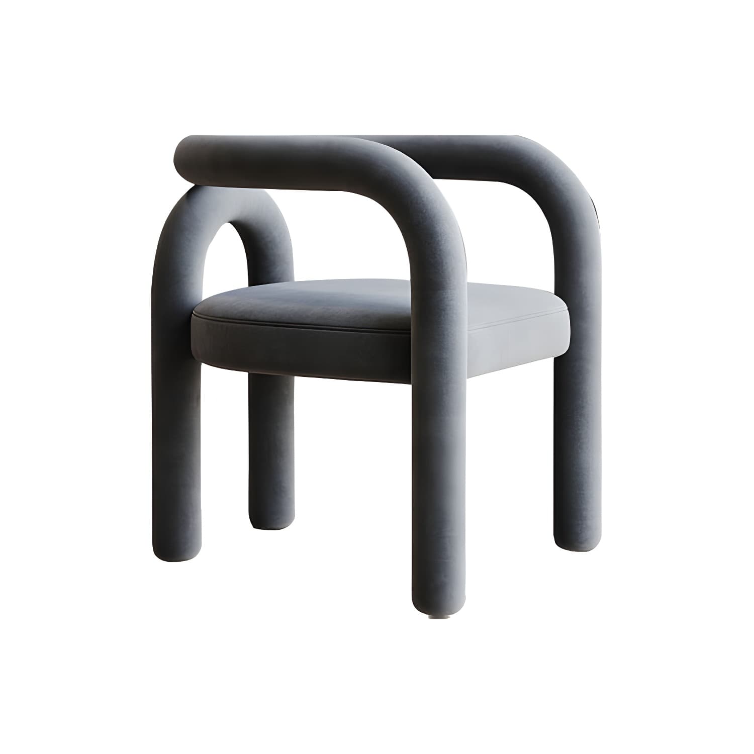 Designer Style Velvet Curved Arm Chair Open Back Matte Finish Dining Chair - image 11
