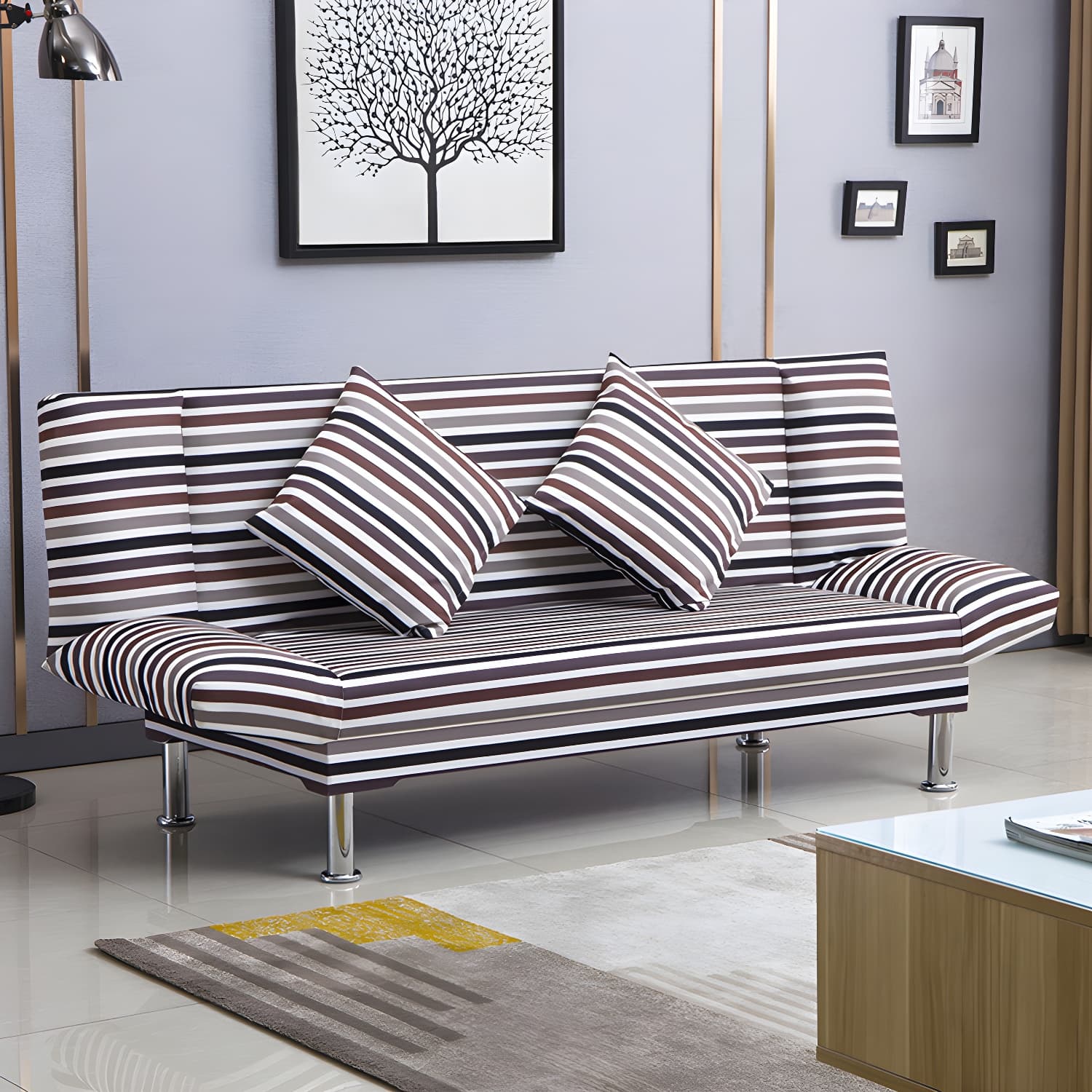 Silver Transitional Modern Tight Back Sofa Bed 29.53"High Armless Sofa Bed - image 45
