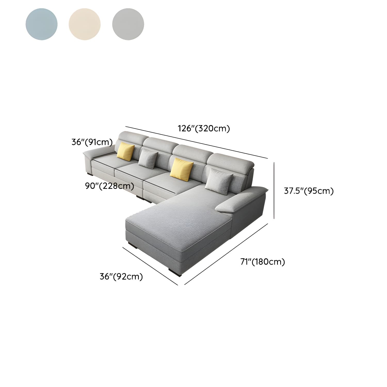 Modern Wood L-Shaped Sectional Sofa with Pillow Top Arm and Cushion Back - image 17