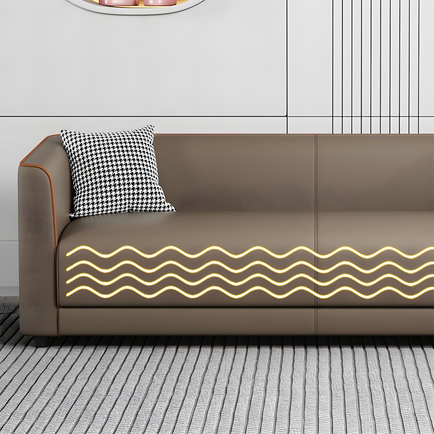 Tuxedo Arm Sofa with Tight Back 25.98" High Contemporary Faux Leather - image 16