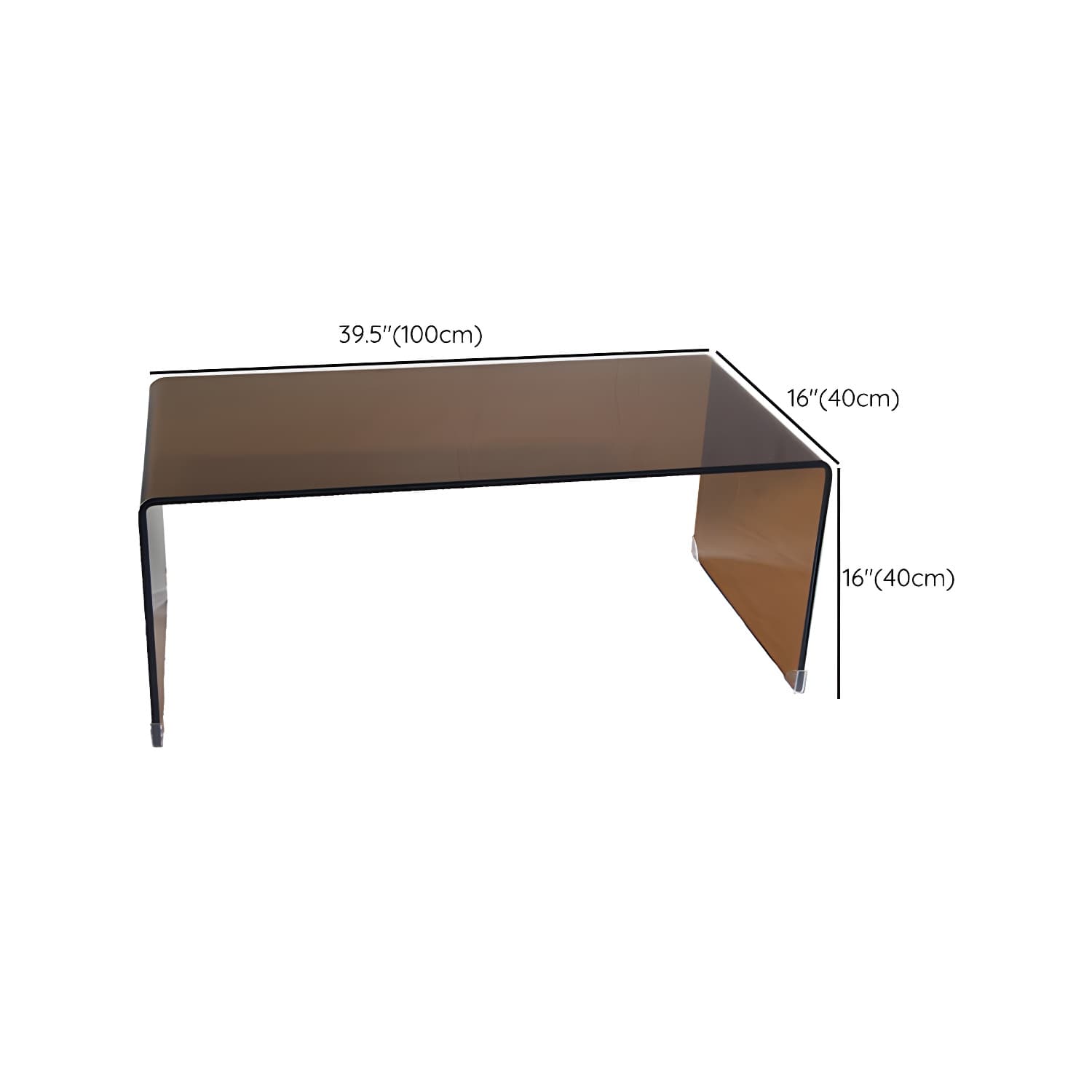 Brown Glass Sled Coffee Table Modern Rectangular 1 Single Cocktail Table - image 15