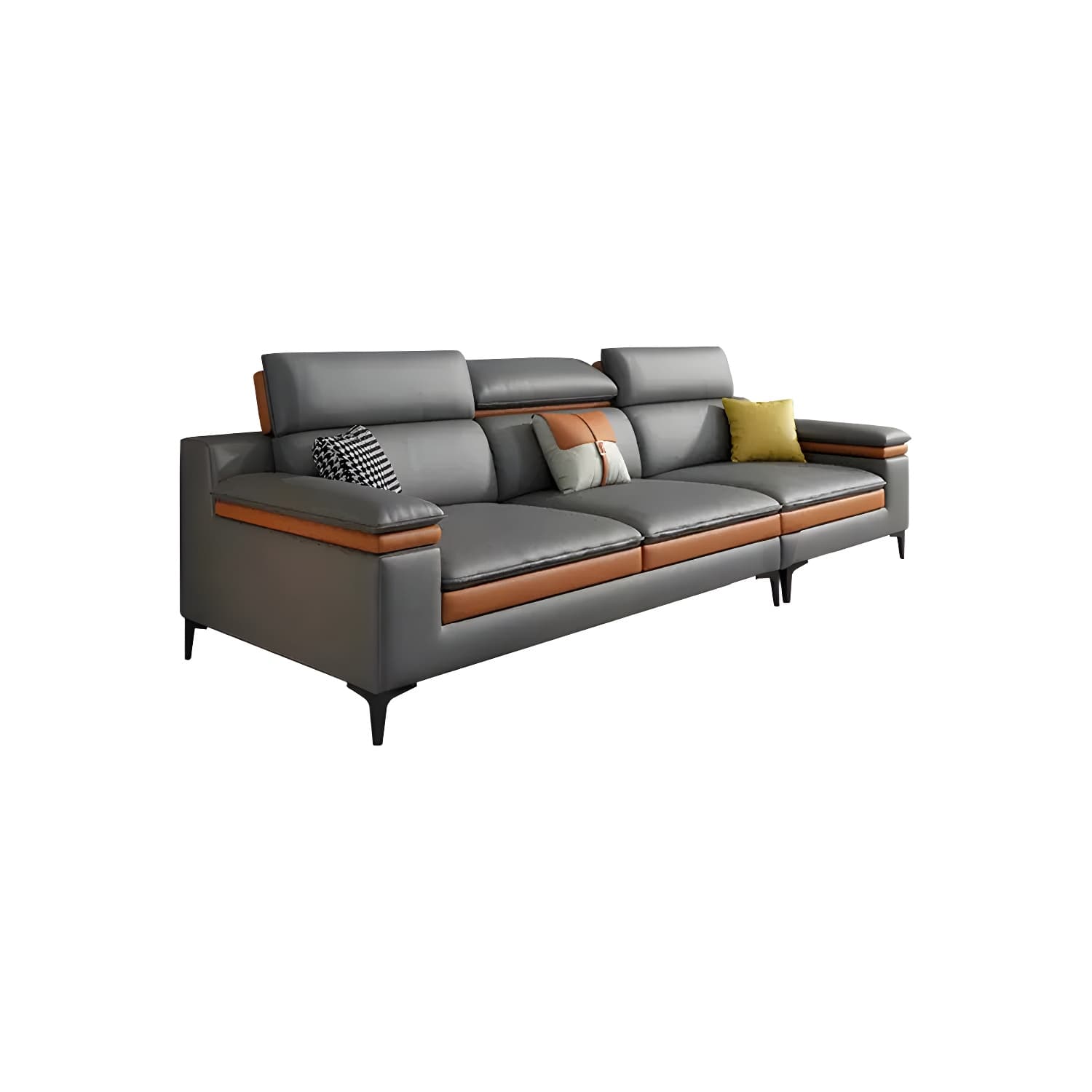Modern Gray Tech Cloth Sectional Sofa with Adjustable Headrest - image 5