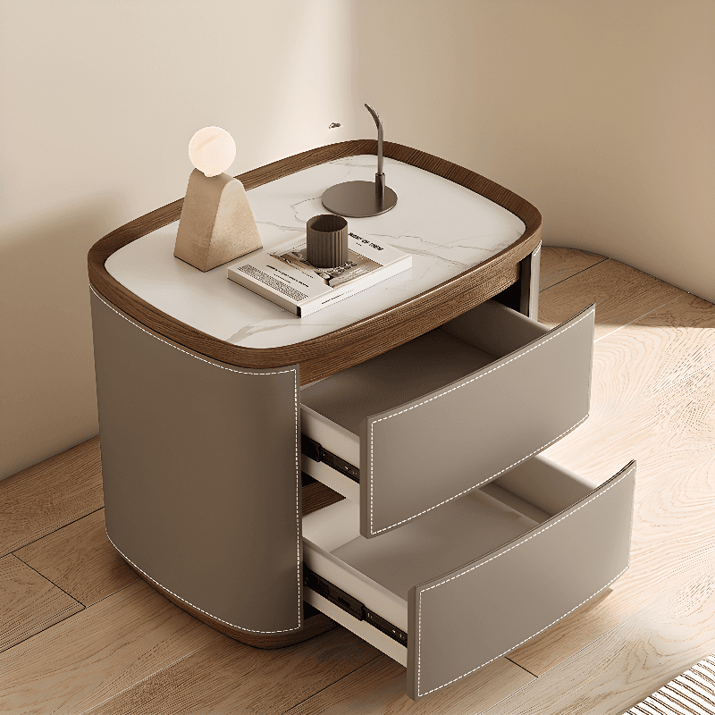 Modern Simple Style Nightstand With Drawer Storage Featuring 2 Drawers and Stone Countertop - image 11