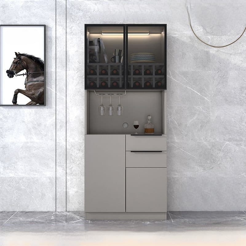 Luxurious Dark Wood Sideboard with Glass Doors and Elegant Stemware Rack - image 9