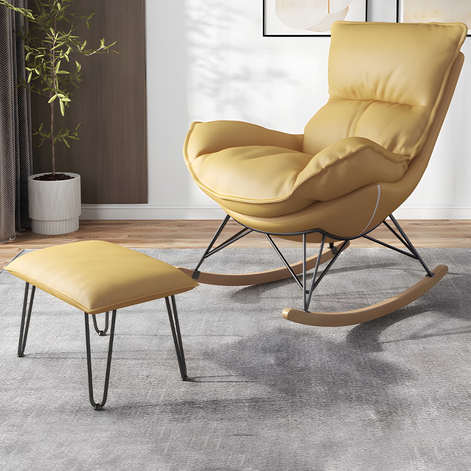Modern Leisure Chaise Rocking Chair Lounge Upholstered Chaise for Living Room - image 6