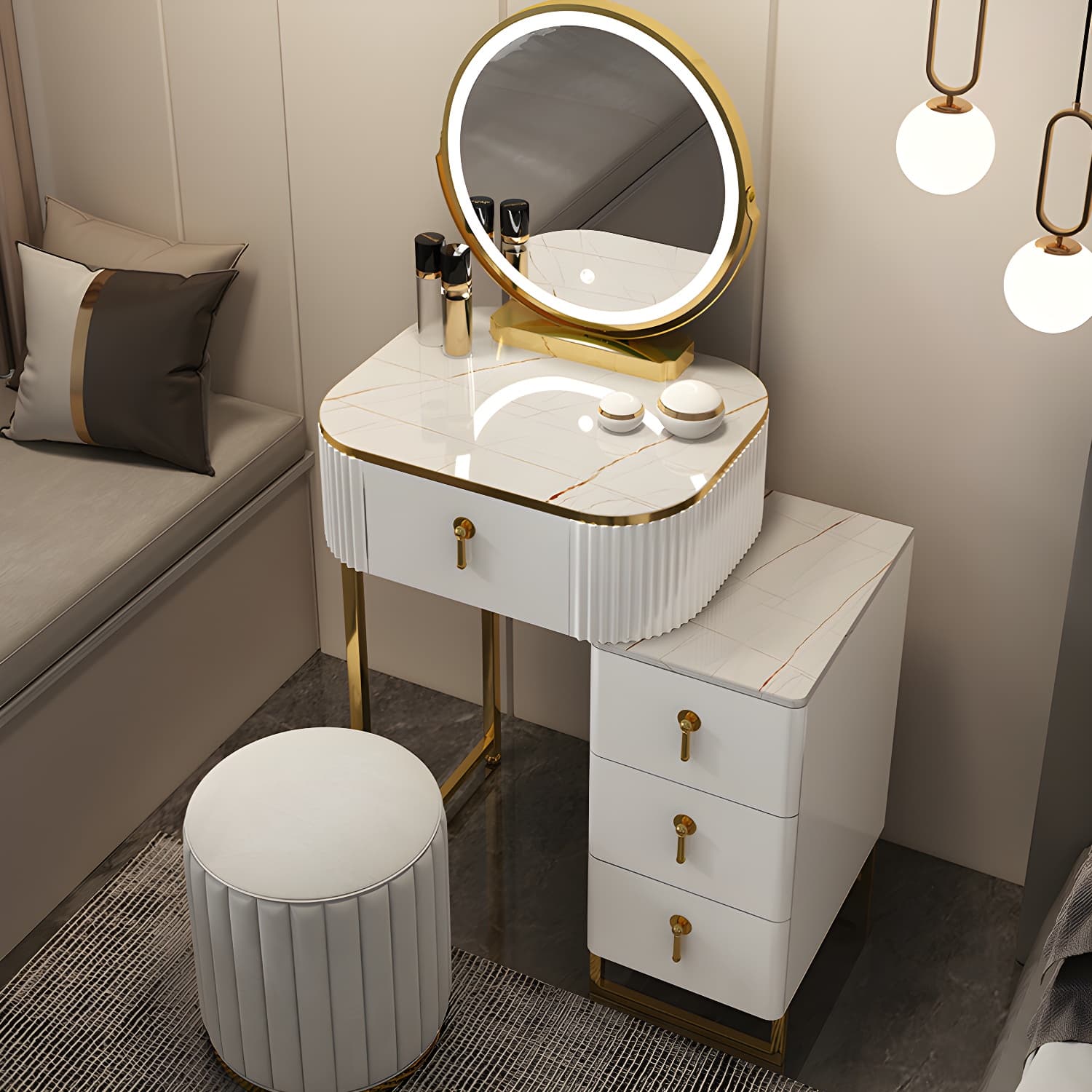 Contemporary Makeup Vanity Desk Table 29.9" H Bedroom Makeup Counter - image 3