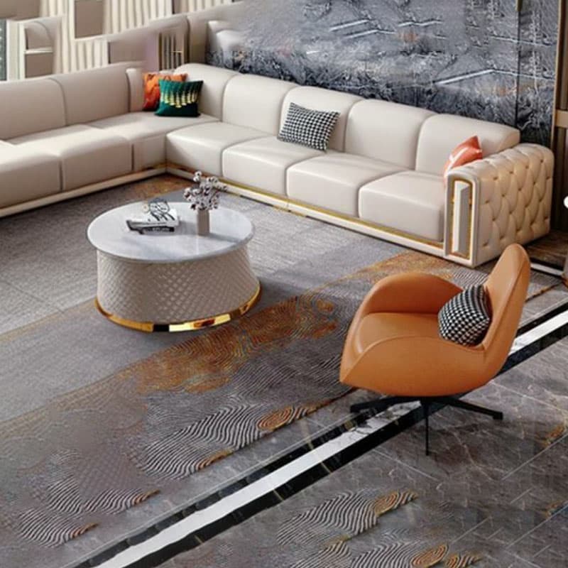 Glam Genuine Leather Sofa and Chaise in Beige with Square Arm - image 13