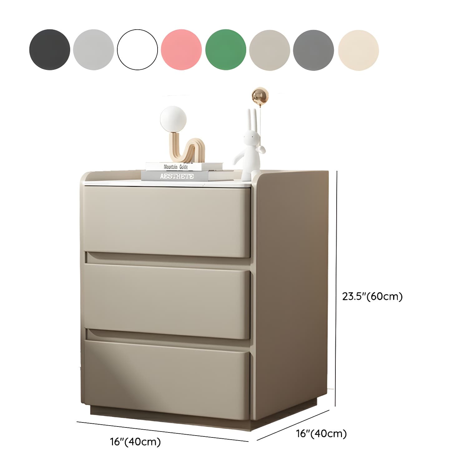 Modern Three Drawers Table Nightstand with Slate Countertop for Bedroom - image 18