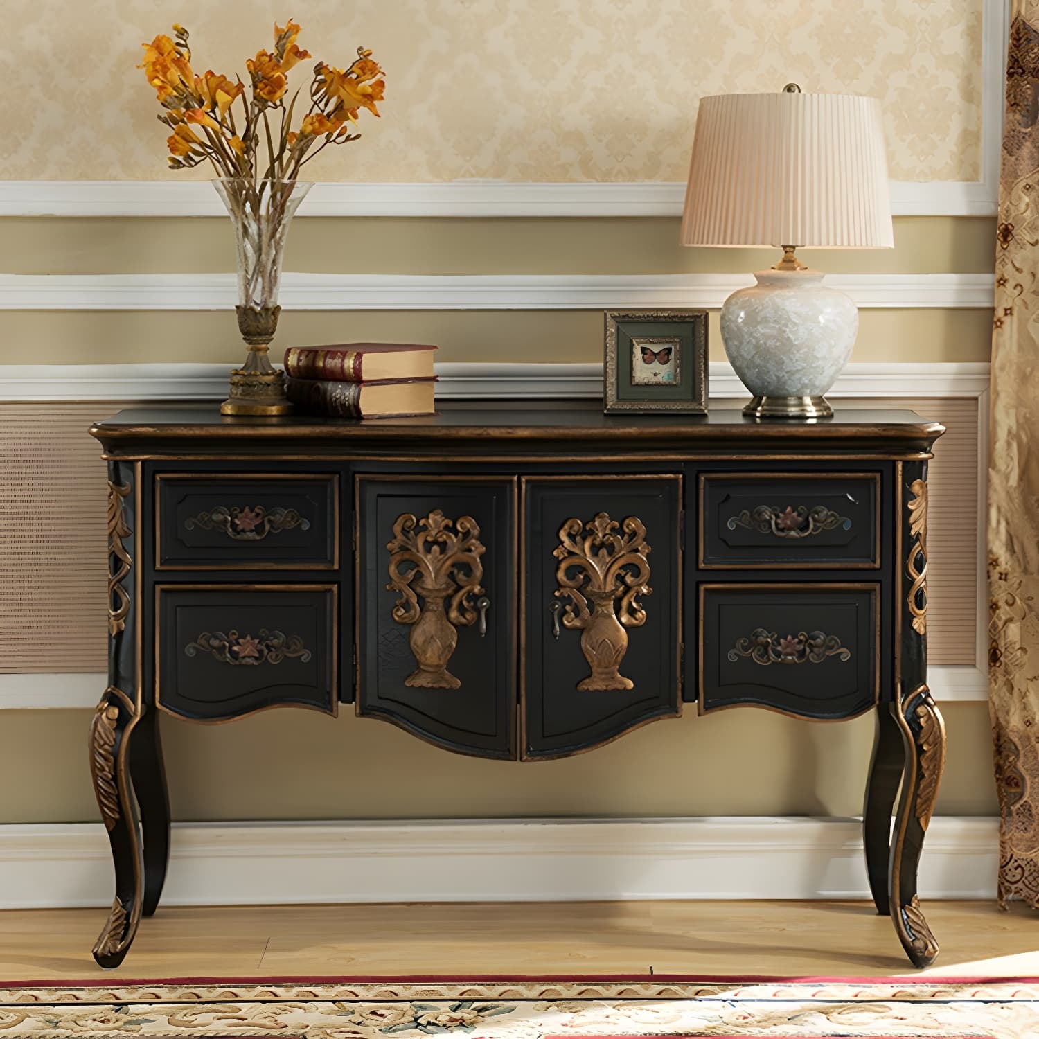 Solid Wood 35.4" Tall 2 - Door Accent Cabinet, Industrial Accent Cabinet with 4 Drawers - image 15