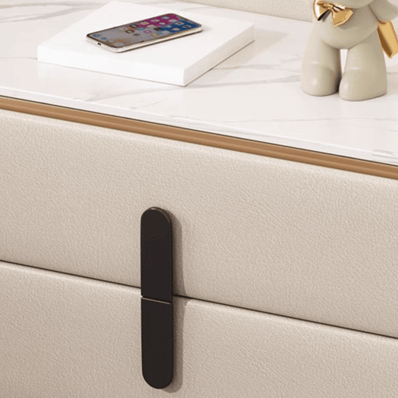 Simplistic Nightstand With Drawer Storage, 2 Drawers, Sintered Stone Countertop, and Leg - image 10