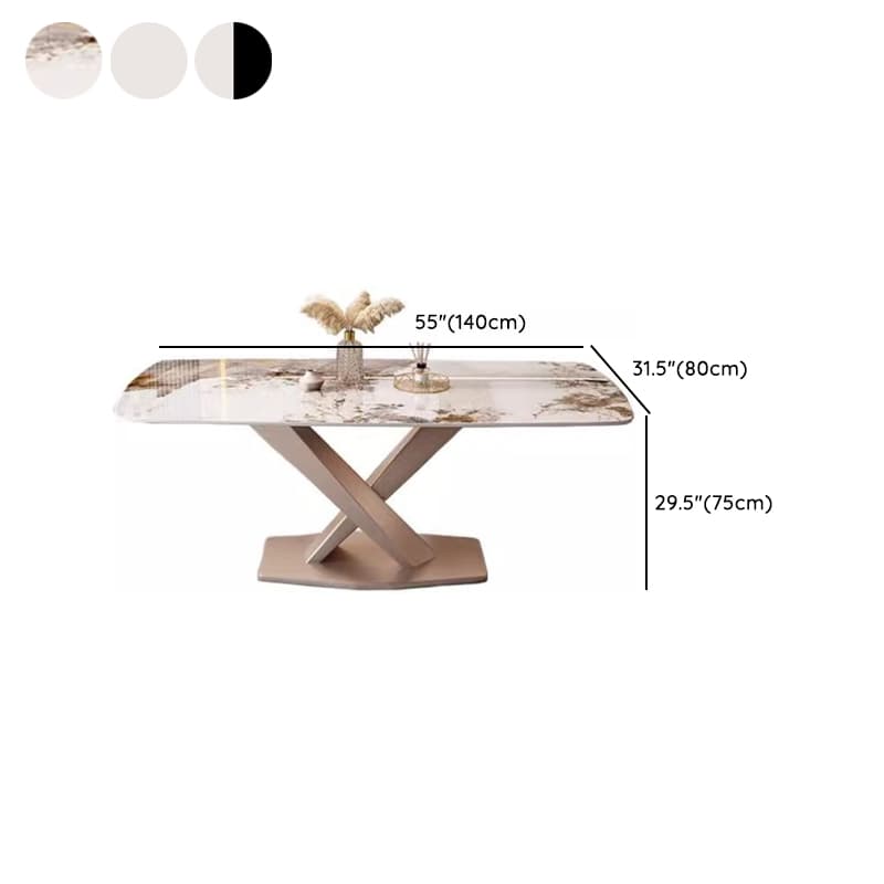 Modern Rectangle Slate Dining Table Set with Pedestal Base and Fixed Mechanism - image 9