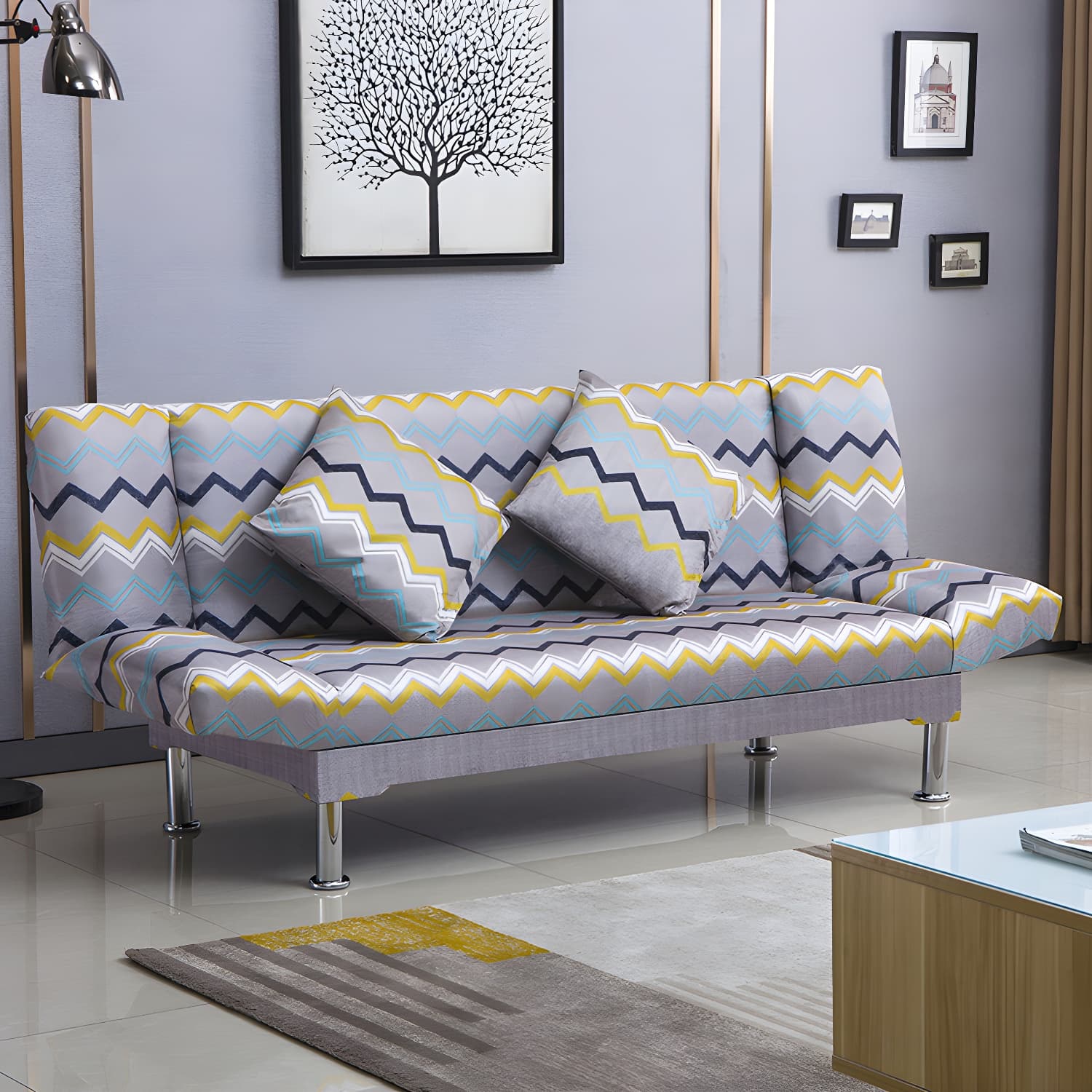 Silver Transitional Modern Tight Back Sofa Bed 29.53"High Armless Sofa Bed - image 8