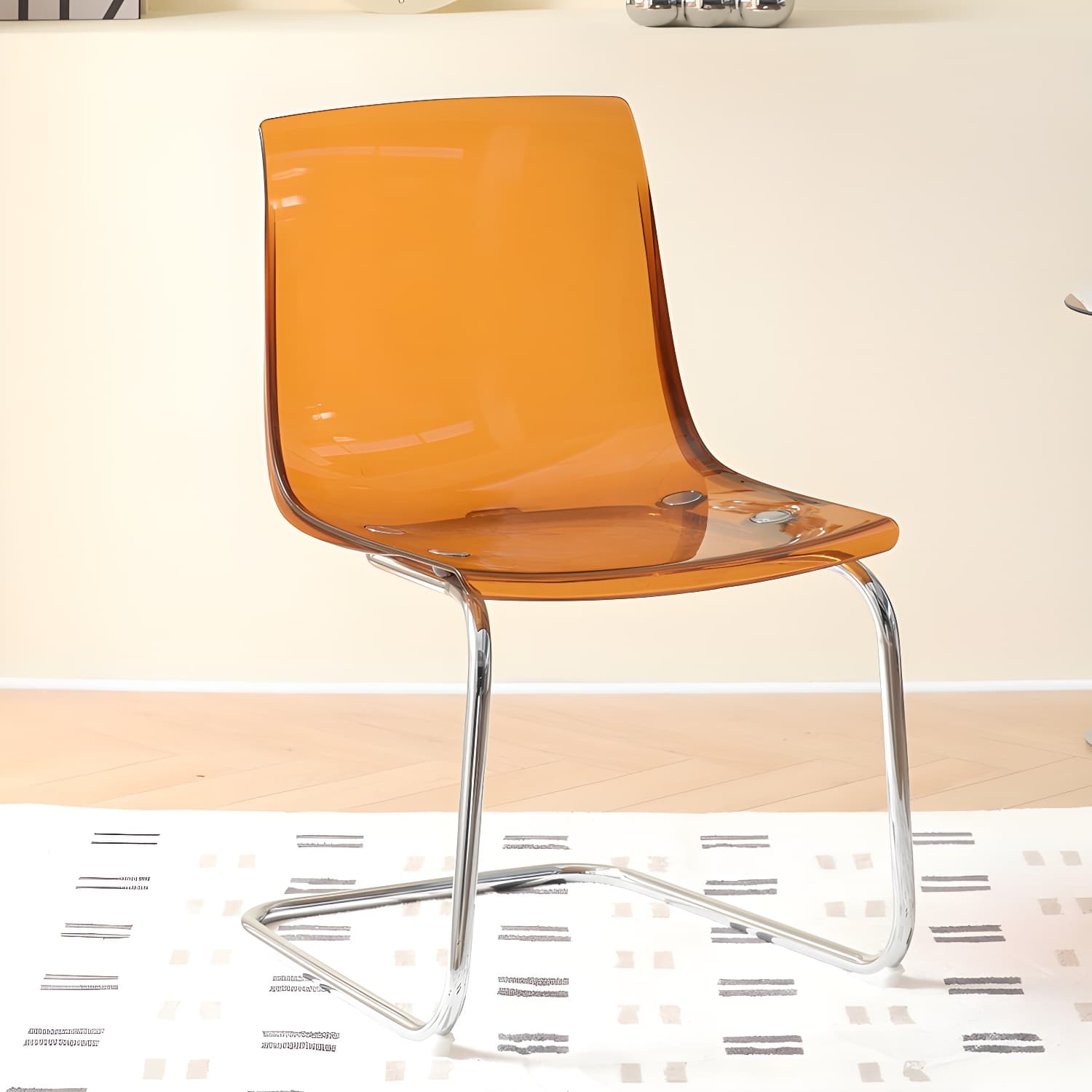 Modern Low-Back Side Chair in Plastic & Acrylic with Metal Legs - Silver - image 6