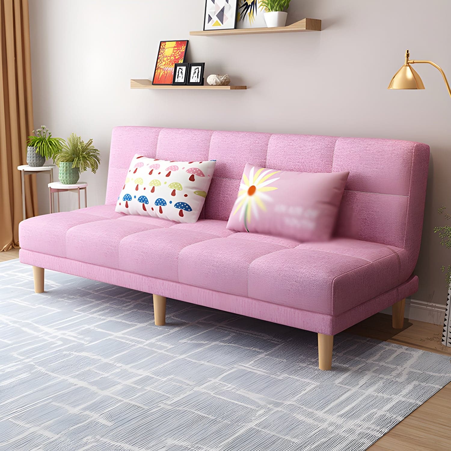 Armless Tight Back Bed Settee Cotton Blend and Faux Leather Sofa Bed - image 12