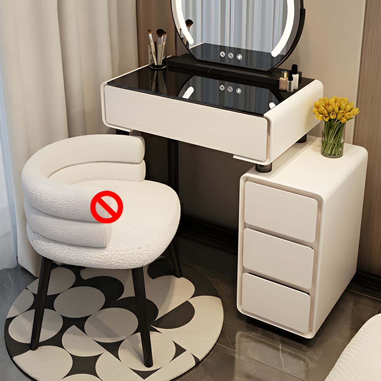 Solid Wood Stylish Makeup Vanity Set with Drawers in Modern Style - image 11