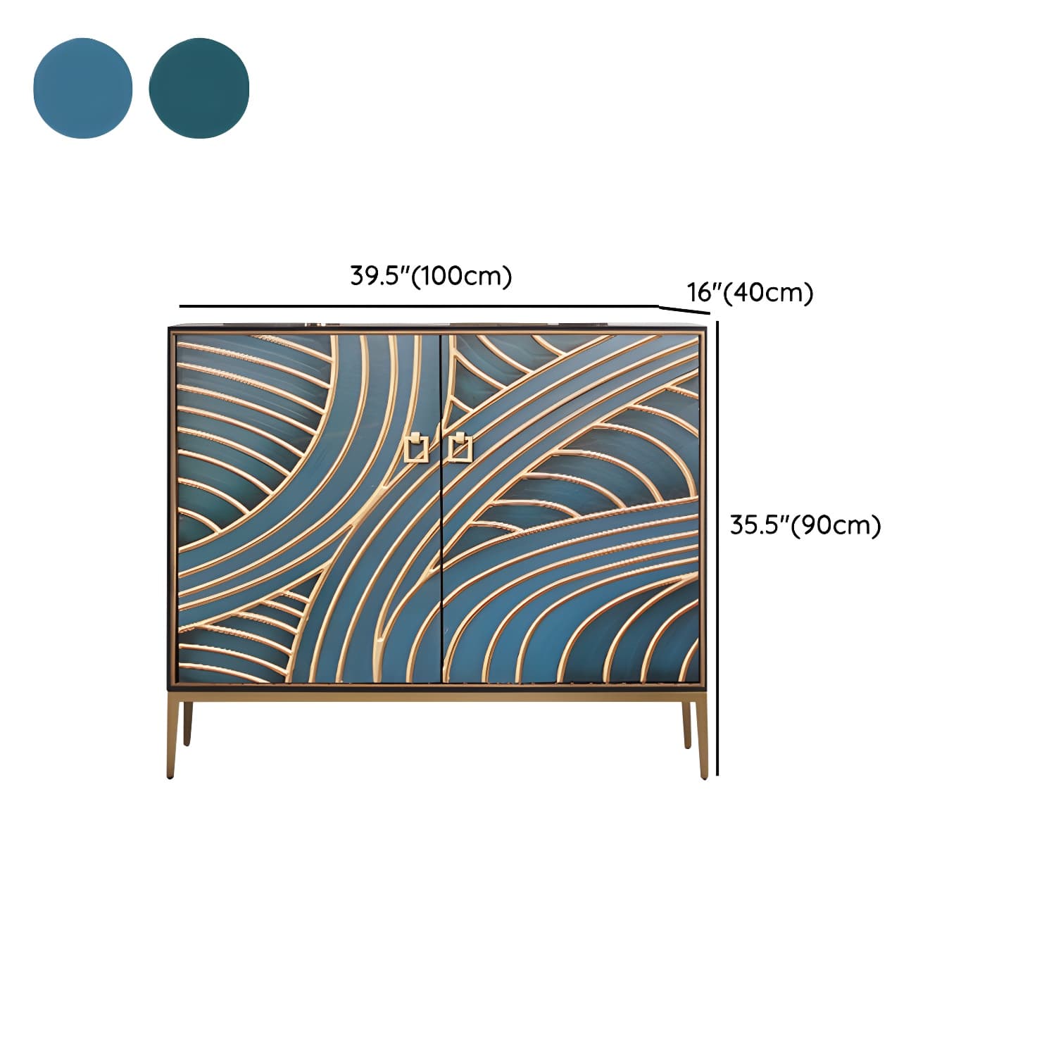 Gold Legs 35.4" High Sideboard Cabinet Glam Style Wood Buffet Table - image 14