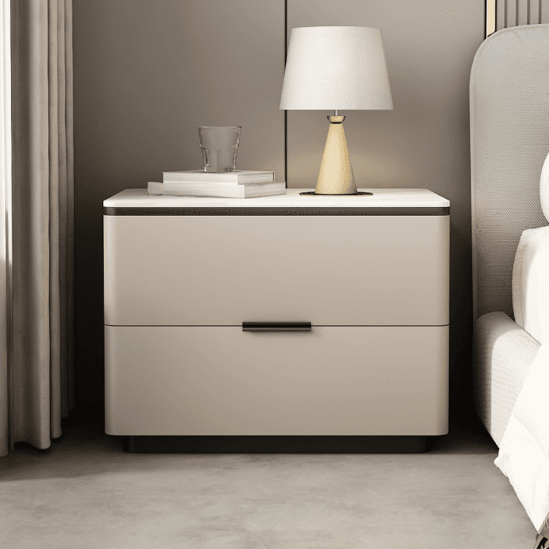 Organic Modern Nightstand With Drawer Organization Featuring 2 Drawers and Stone Countertop - image 4