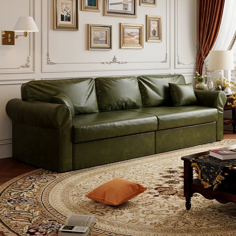 Modish Solid Color Stain Resistant Standard Sofa in Black/Jade Green/Taupe for 4-seater/5 Person with 2 Pillows - image 6