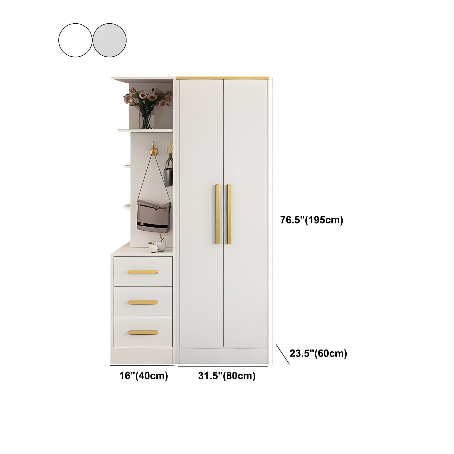Contemporary Style Wardrobe Wooden Wardrobe Closet with Drawer - image 27