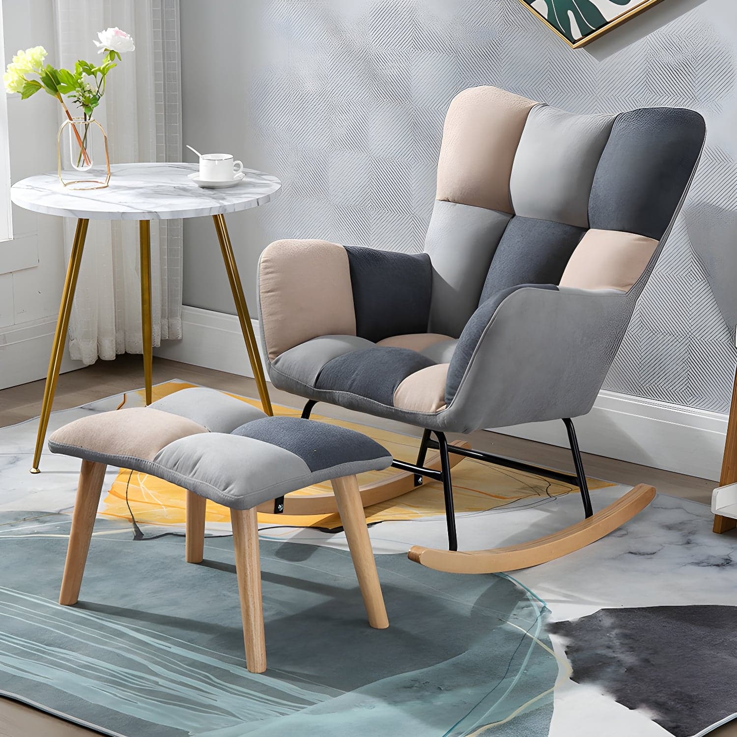 Simple Nordic Style Rocking Chair Balcony Lounge Recliner Sofa Rocking Chair - image 3