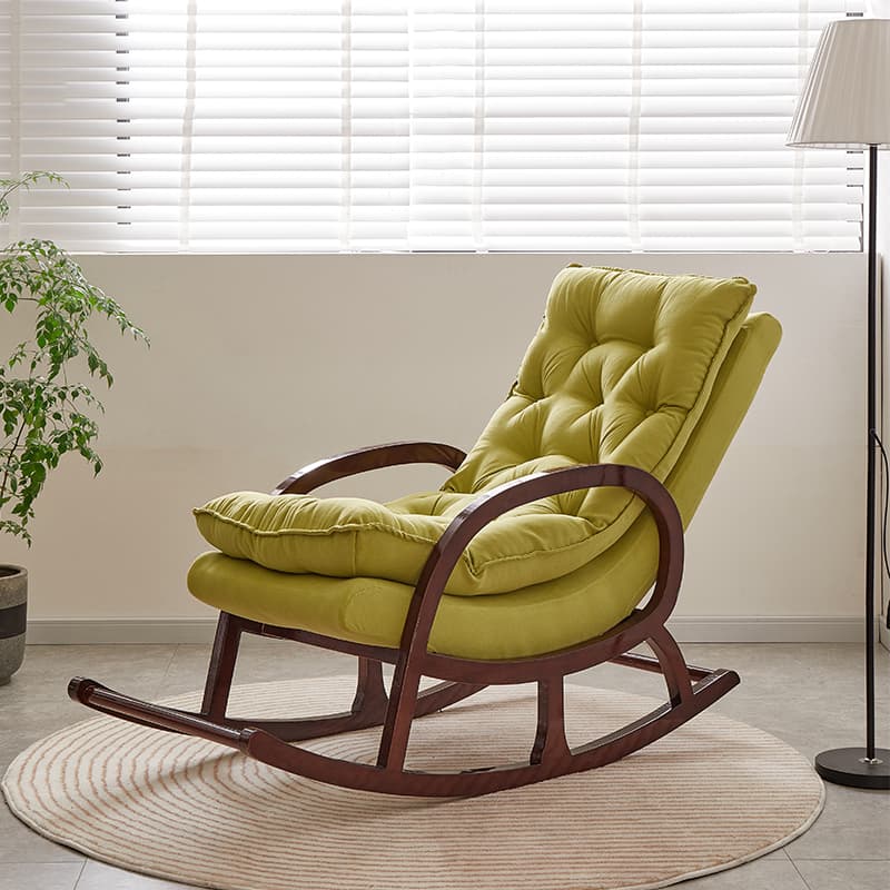 Grey/Blush/Light Green Modish Upholstered Rocking Accent Chair with Round Arm - image 5