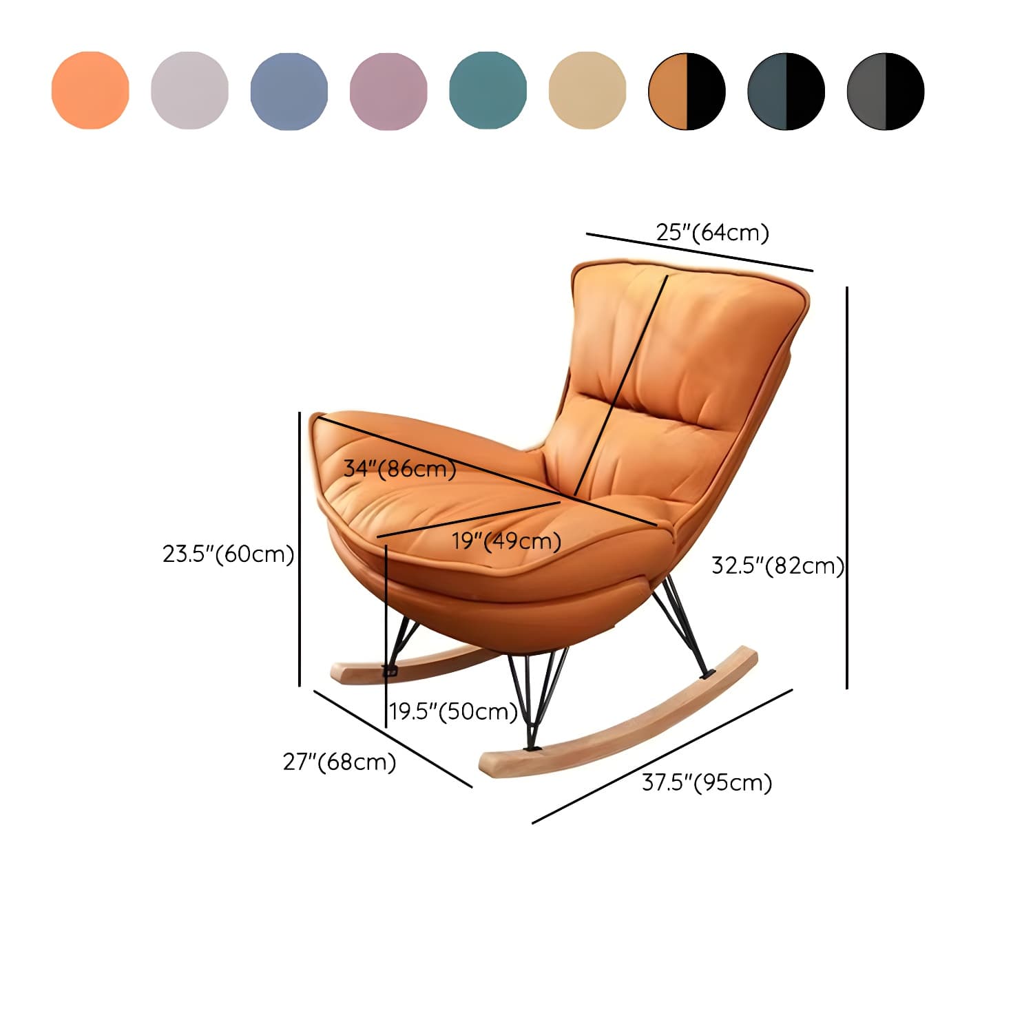 Modern Rocking Chair Upholstered Button-Tufted Glider for Living Room - image 15