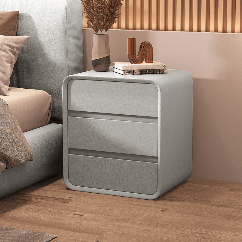 Organic Modern Nightstand With Drawer Organization with 3 Drawers and Pleather Countertop - image 8