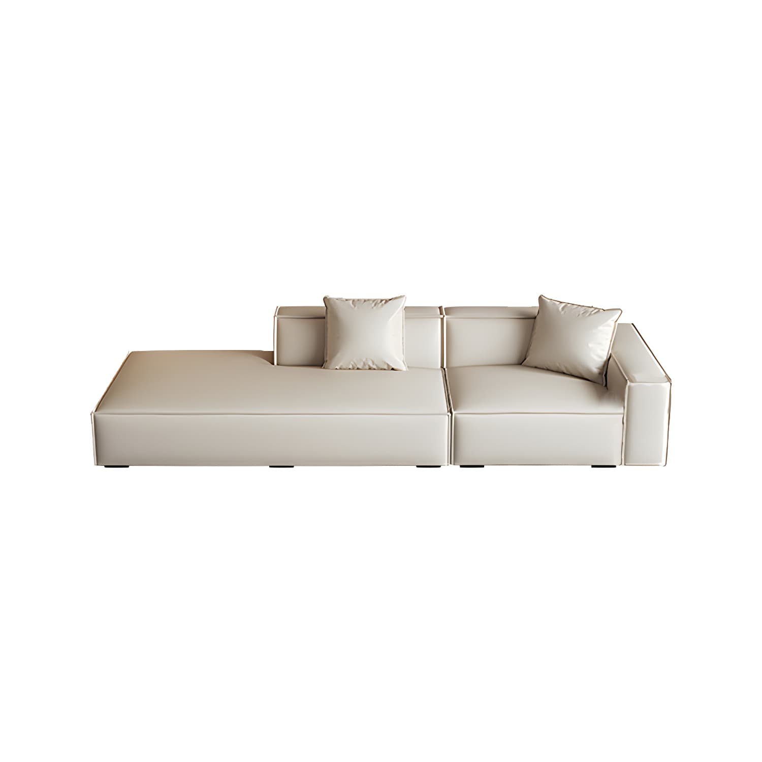 Modern Beige Square Arm Stationary Sectional Sofa in Pine Wood Frame - image 5