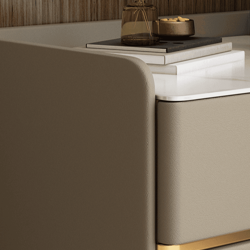 Stylish/Art Deco Drawer Storage Nightstand with 2 Drawers, Stone Countertop, and Leg - image 7