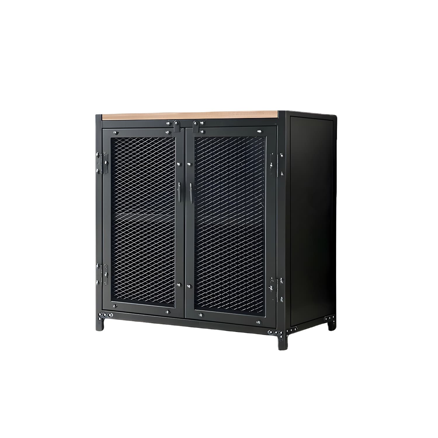 29.5" Tall Metal Accent Cabinet Industrial 2 - Door Chest with Wood Top - image 5