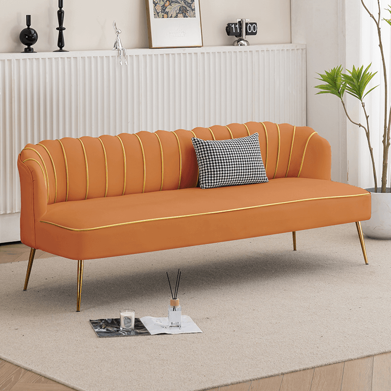 Modish Solid Color Stain Resistant Standard Sofa/Loveseat in Grey/Beige/Amber Color for 2/4-seater/3-seater with 1 Pillow - image 5